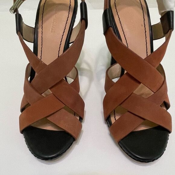 Pour La Victoire Vy Two Tone Crisscross Straps Open Toe Shoes - Picture 9 of 12